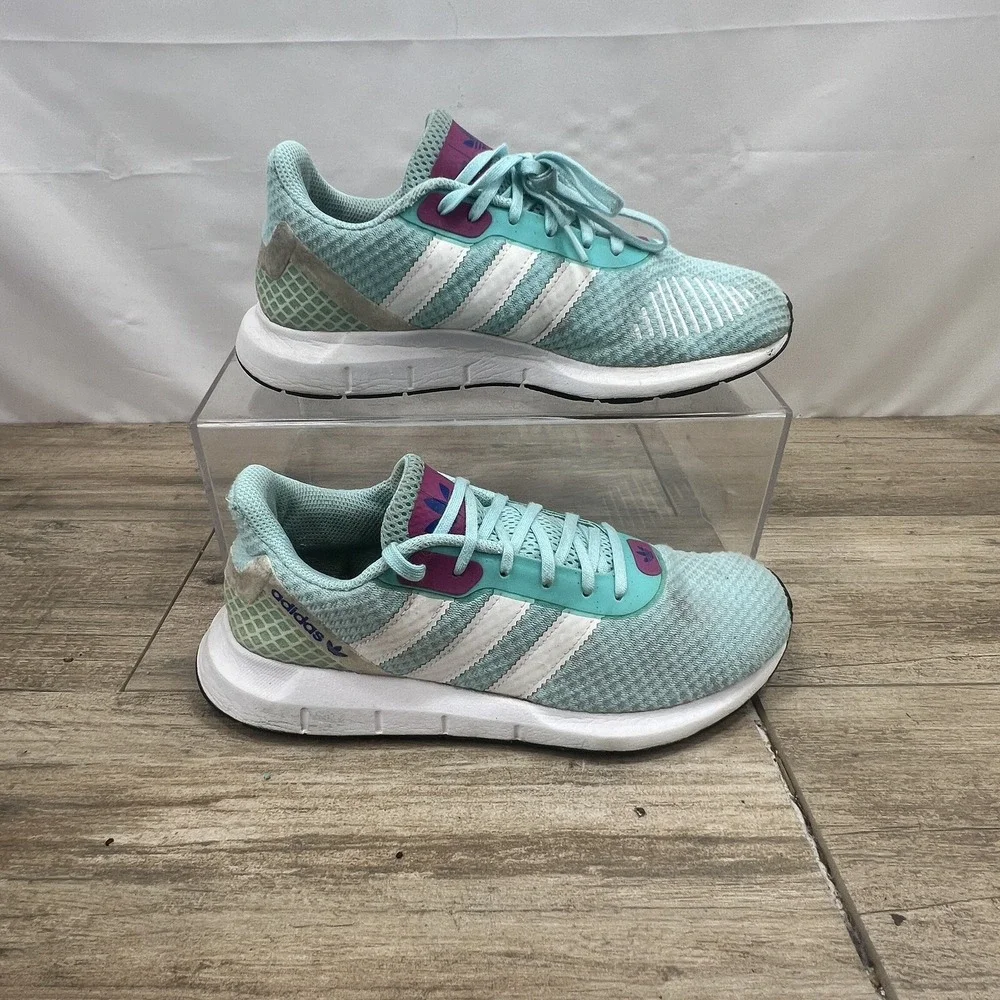 Adidas‎ Swift Run Mint Green Purple White Mesh Athletic Sneakers Womens